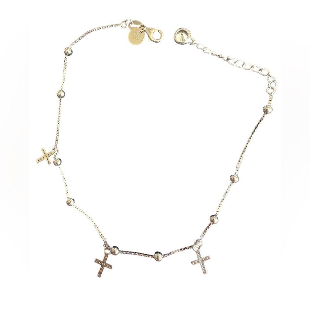 Silver Cross Charm Ankle Bracelet